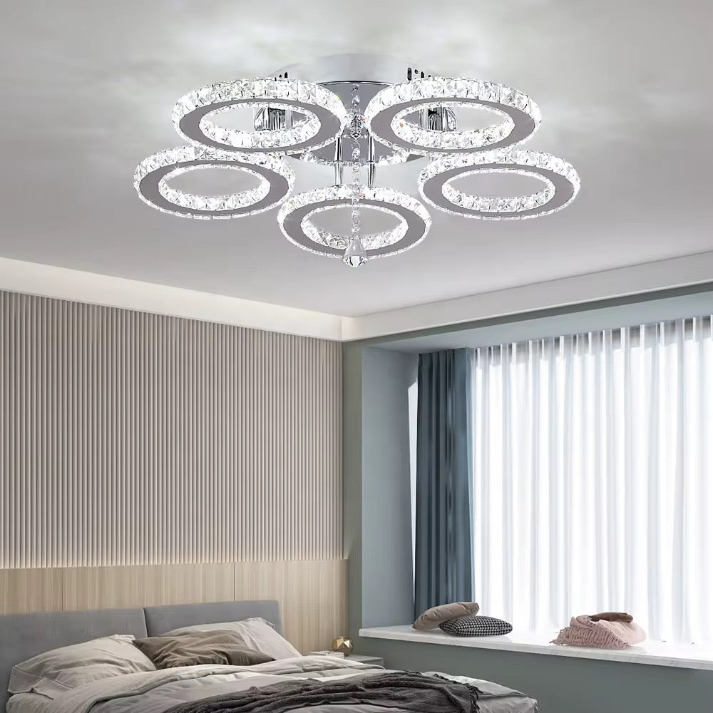 Luceo Luxe LED Plafondlamp met Kristalringen – Moderne Designlamp voor Woonkamer