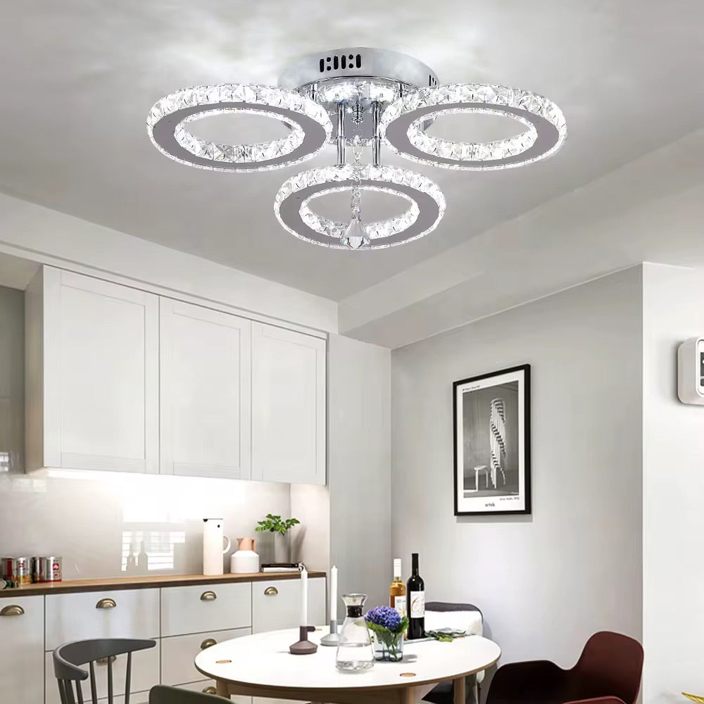 Luceo Luxe LED Plafondlamp met Kristalringen – Moderne Designlamp voor Woonkamer