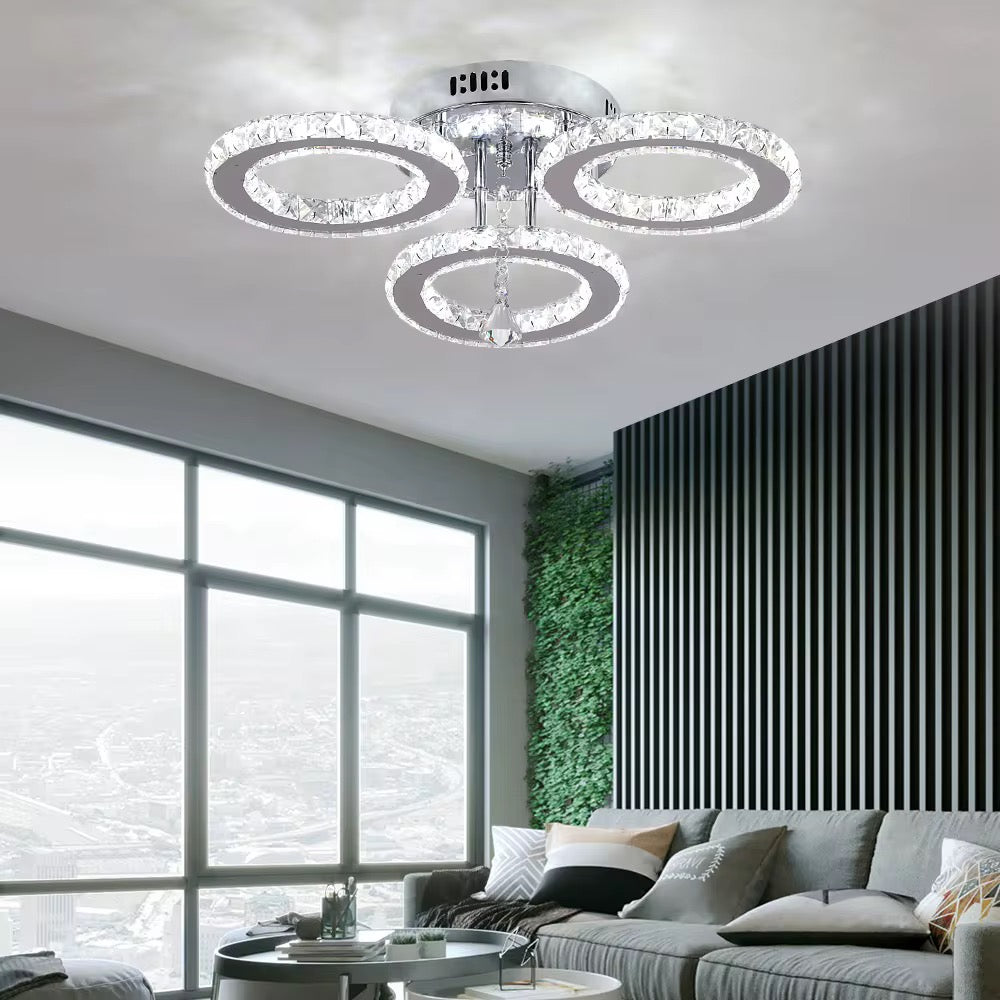 Luceo Luxe LED Plafondlamp met Kristalringen – Moderne Designlamp voor Woonkamer