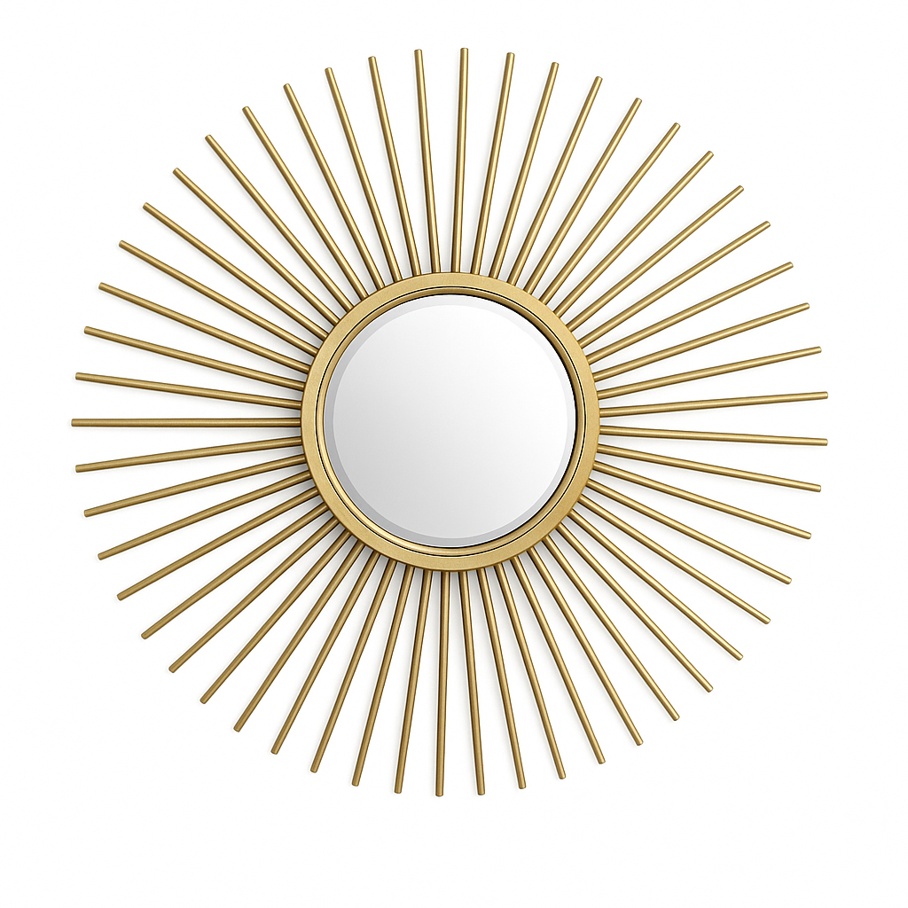 Aurora Zonnestraal Spiegel – Ronde Gouden Wandspiegel Ø70cm | Luxe Wanddecoratie