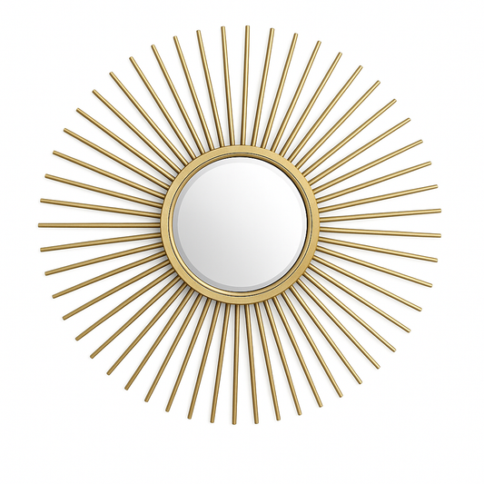 Aurora Zonnestraal Spiegel – Ronde Gouden Wandspiegel Ø70cm | Luxe Wanddecoratie