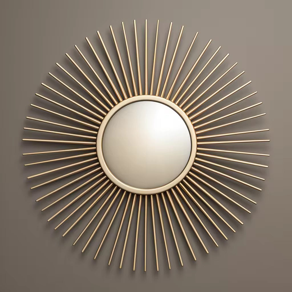 Aurora Zonnestraal Spiegel – Ronde Gouden Wandspiegel Ø70cm | Luxe Wanddecoratie