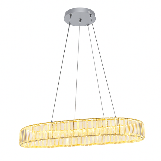 Lustra Lumina - Luxe Kristallen Ovale Hanglamp met Afstandsbediening