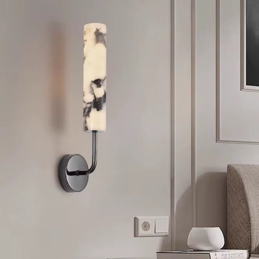 Aurum Linea – Luxe Wandlamp met Marmerlook en Mat Zwarte Bevestiging