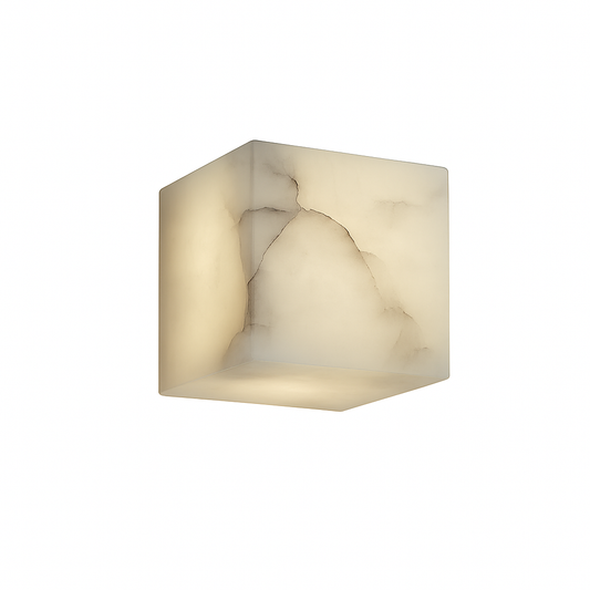 Marbula Cube – Luxe Marmeren Wandlamp | Vierkante LED Muurverlichting voor Woonkamer, Slaapkamer en Hotelinterieur