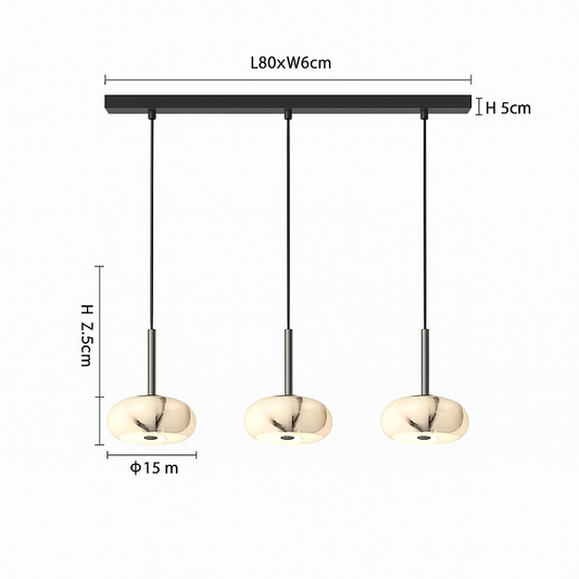 Luna Trio – Luxe Hanglamp met Marmerlook Glas | Moderne Plafondlamp voor Keuken, Eettafel of Kookeiland | Verstelbare 3-Lichts Pendelarmatuur | Zukasa Design