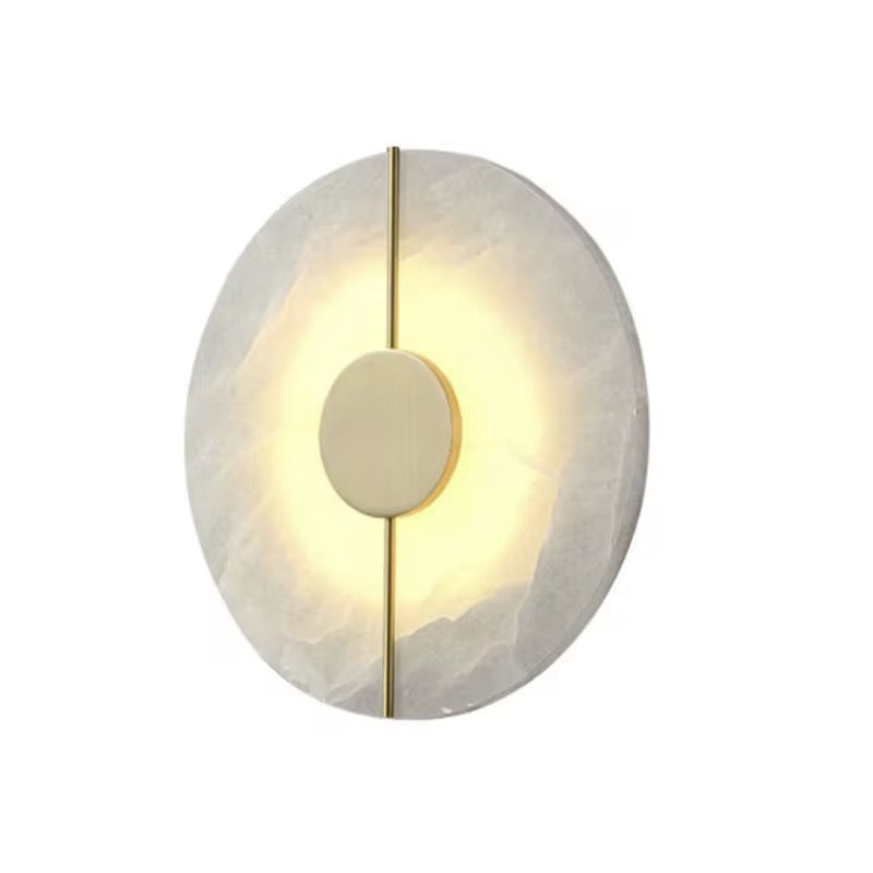 "Halo Stone – Luxe LED Wandlamp Rond | Goud & Marmerlook | Voor Woonkamer, Hal, Slaapkamer