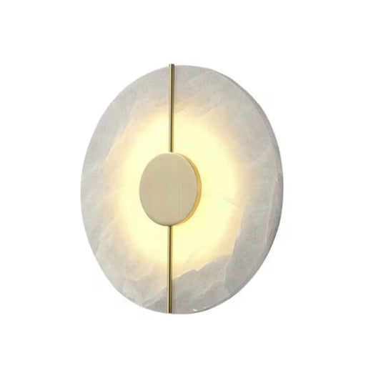 "Halo Stone – Luxe LED Wandlamp Rond | Goud & Marmerlook | Voor Woonkamer, Hal, Slaapkamer