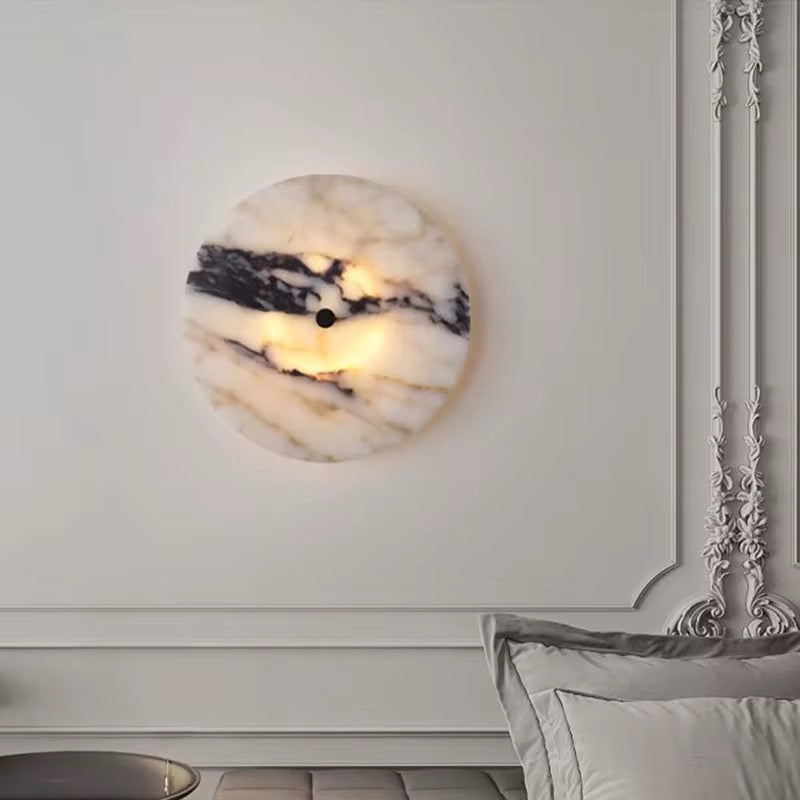 Luna Pietra – Ronde Wandlamp met Marmerlook | Ø30 cm | Design LED Muurverlichting | Voor Woonkamer, Hal of Slaapkamer | Zukasa Collectie