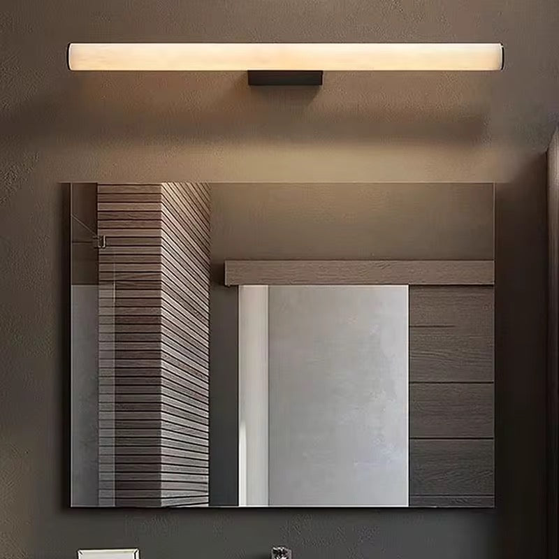 LumaCyl Luxe Marmeren Wandlamp Verticaal – Moderne Koper & Marmer LED Wandverlichting 60cm | Warm Wit Licht voor Woonkamer, Badkamer of Hal