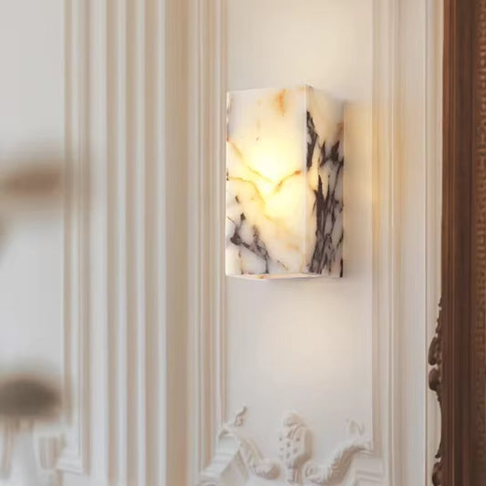 Marbella Cube – Luxe Marmeren Wandlamp LED | Moderne Up & Down Light voor Hal, Woonkamer & Hotelinterieur