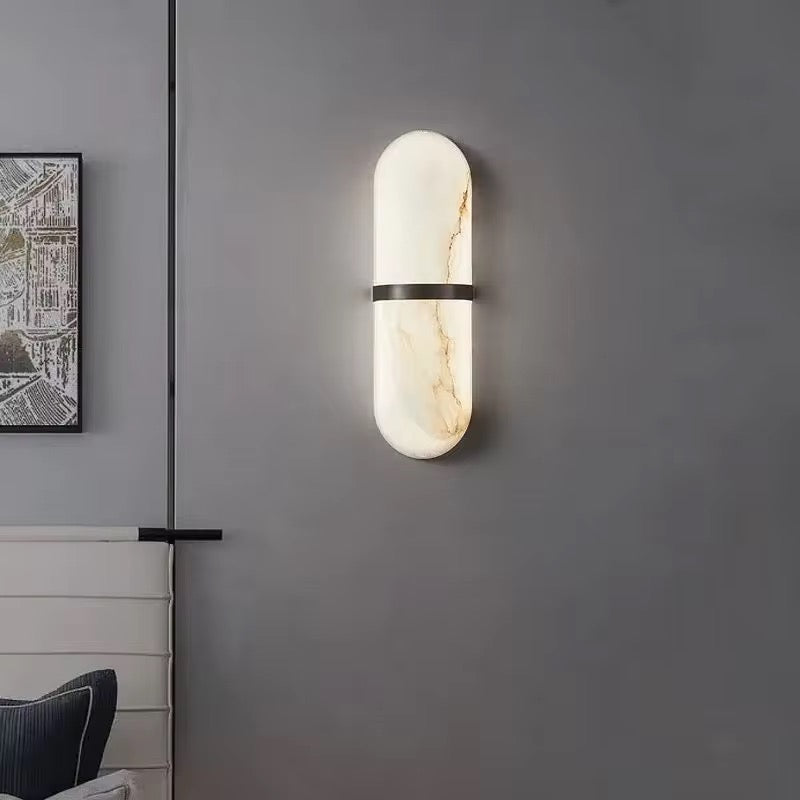 Lumineux™ Ovale Wandlamp – Luxe LED Marmerlook met Goudaccent (40x12cm)