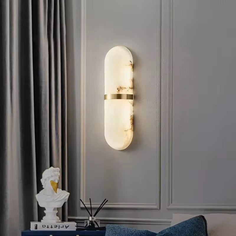 Lumineux™ Ovale Wandlamp – Luxe LED Marmerlook met Goudaccent (40x12cm)