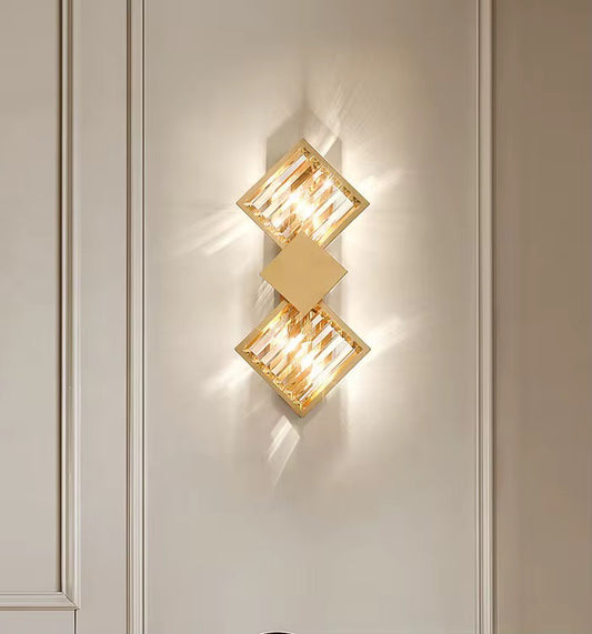 Vetrina Luxe Wandlamp – Kristallen Wandverlichting in Gouden Afwerking (H 50 cm)