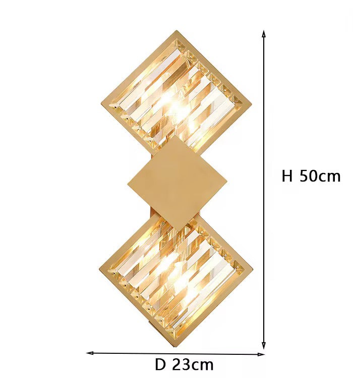 Vetrina Luxe Wandlamp – Kristallen Wandverlichting in Gouden Afwerking (H 50 cm)