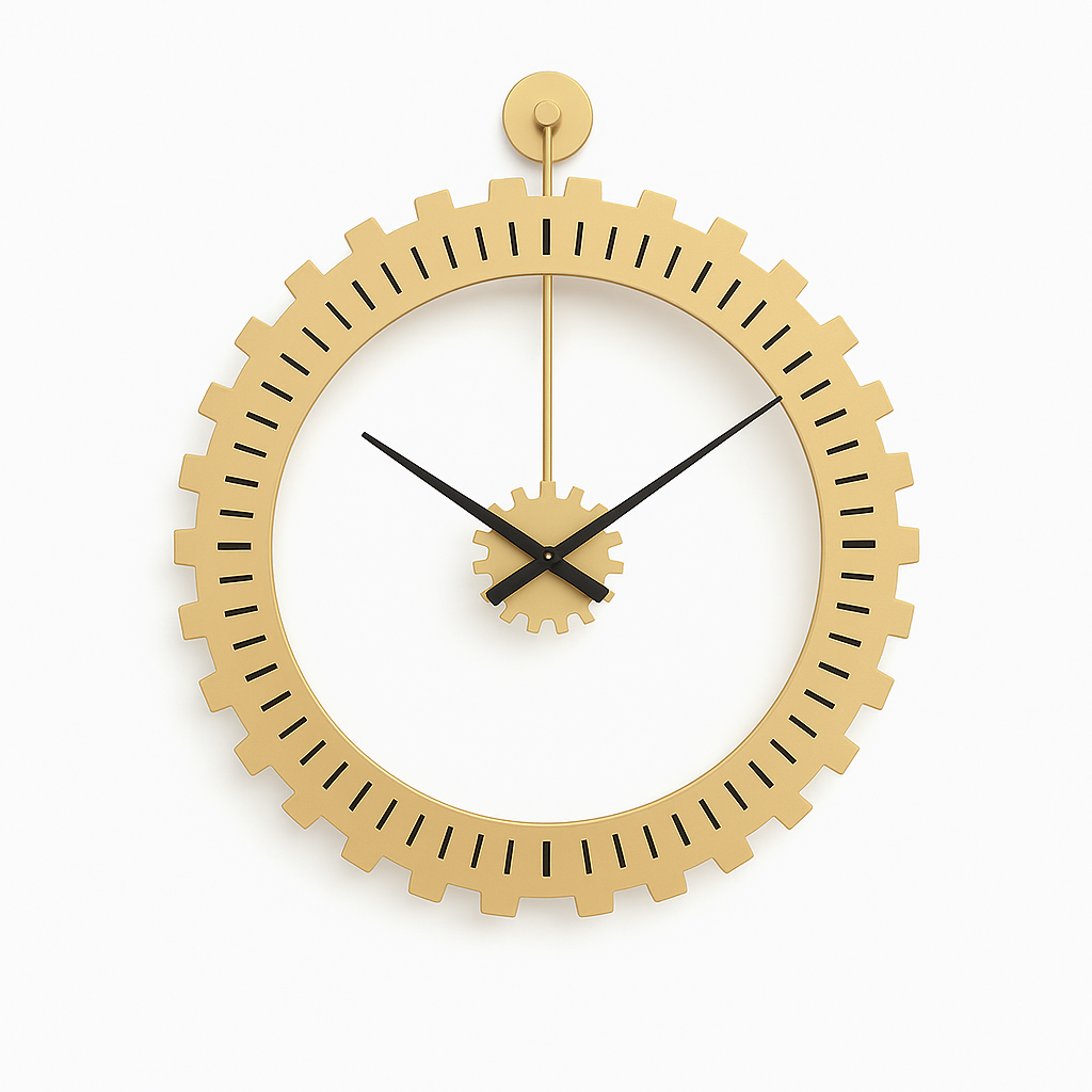 Kyros Gold – Luxe Tandwiel Wandklok in Goud (Ø50 cm)