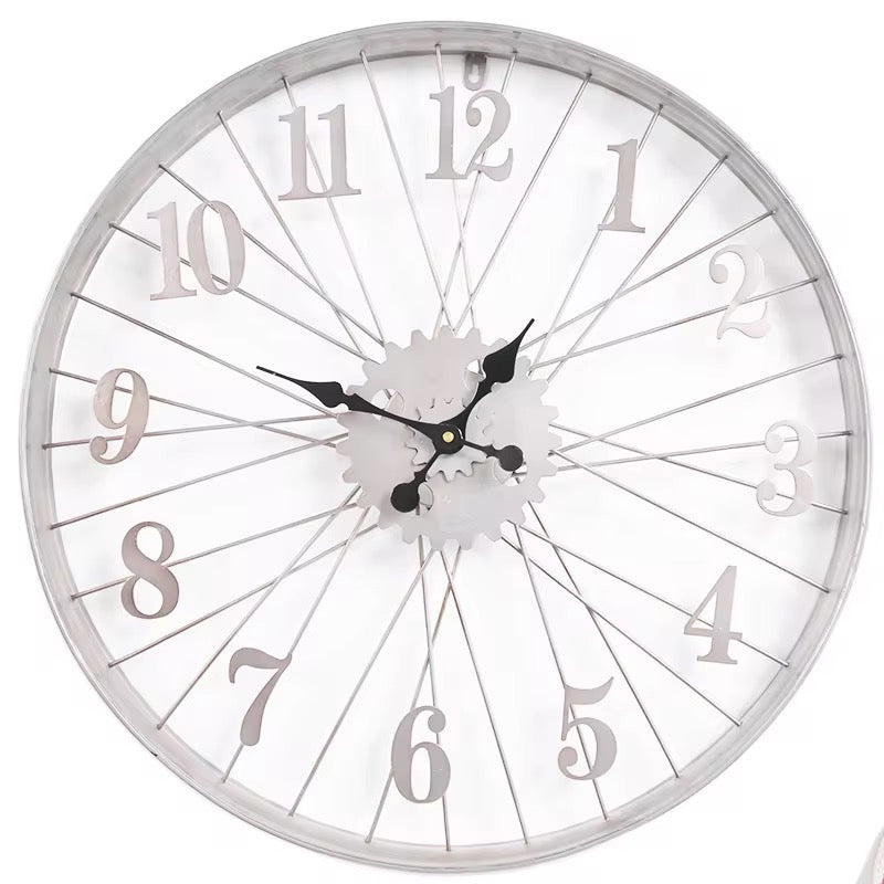 VeloChrono – Industriële Wandklok Fietswiel Metaal (Ø60 cm)