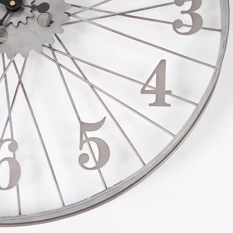 VeloChrono – Industriële Wandklok Fietswiel Metaal (Ø60 cm)