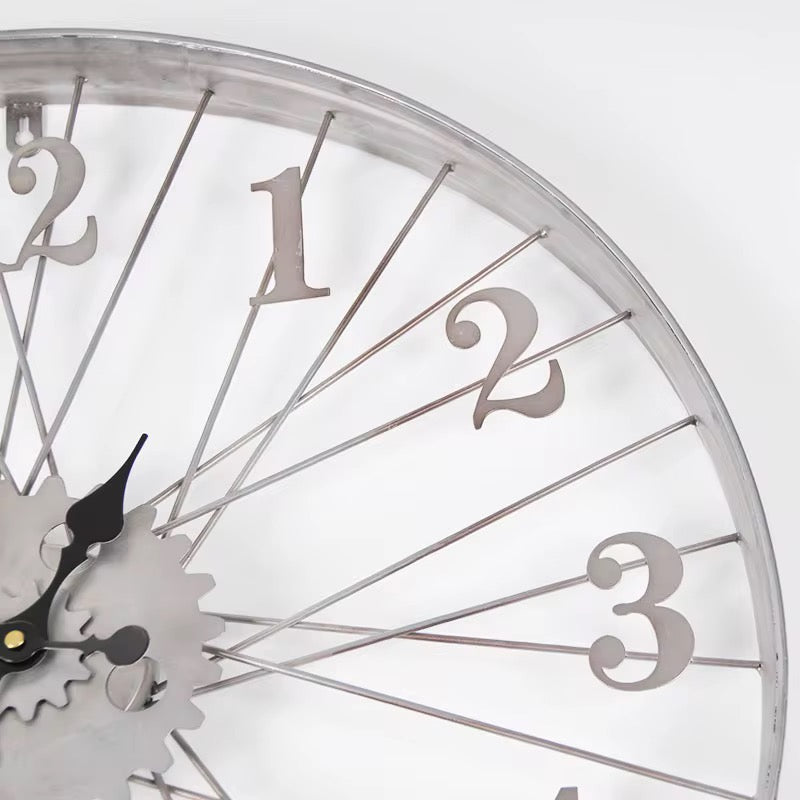 VeloChrono – Industriële Wandklok Fietswiel Metaal (Ø60 cm)