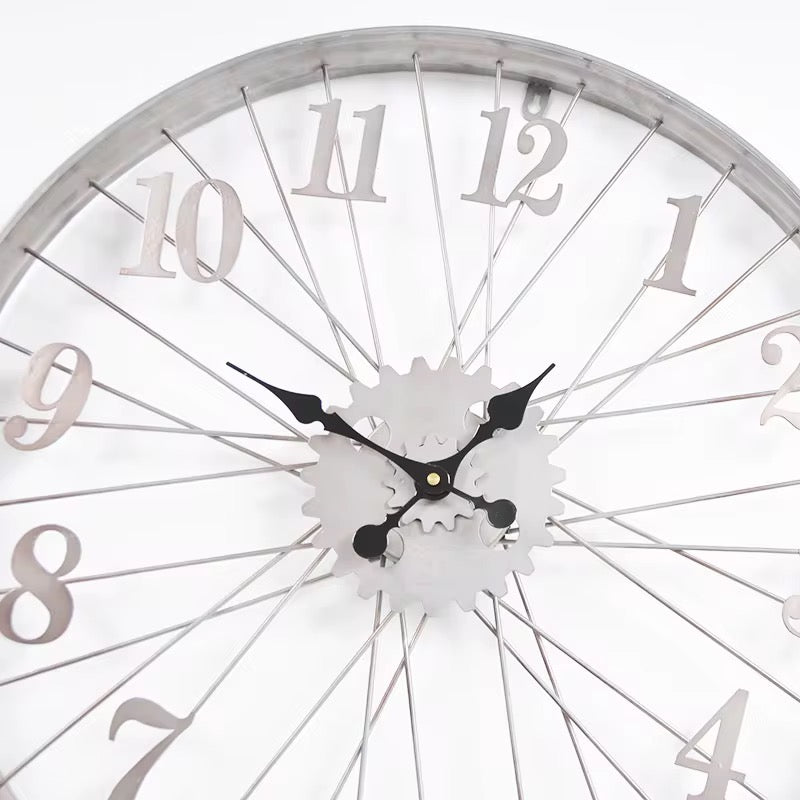 VeloChrono – Industriële Wandklok Fietswiel Metaal (Ø60 cm)