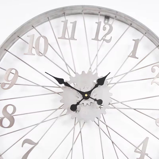 VeloChrono – Industriële Wandklok Fietswiel Metaal (Ø60 cm)