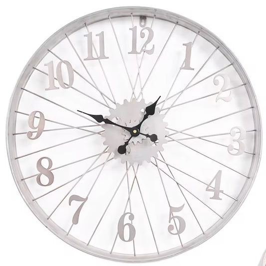 VeloChrono – Industriële Wandklok Fietswiel Metaal (Ø60 cm)