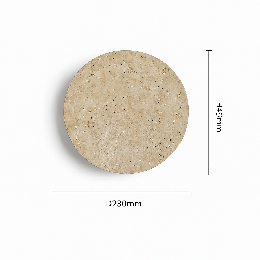 Luna Pietra – Ronde Wandlamp van Travertijnsteen (23 cm)